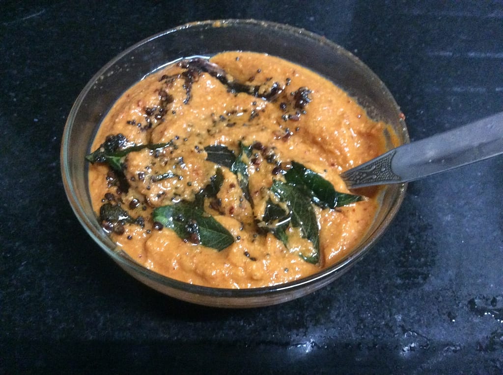 Making spicy&hot TomatoOnion Chutney padmas navaruchi